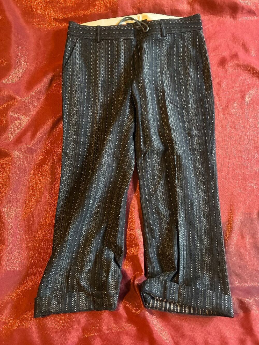 Elie Tahari Pants Womens 4 Pinstripe Dress Trouser Wool Blend Black Gray